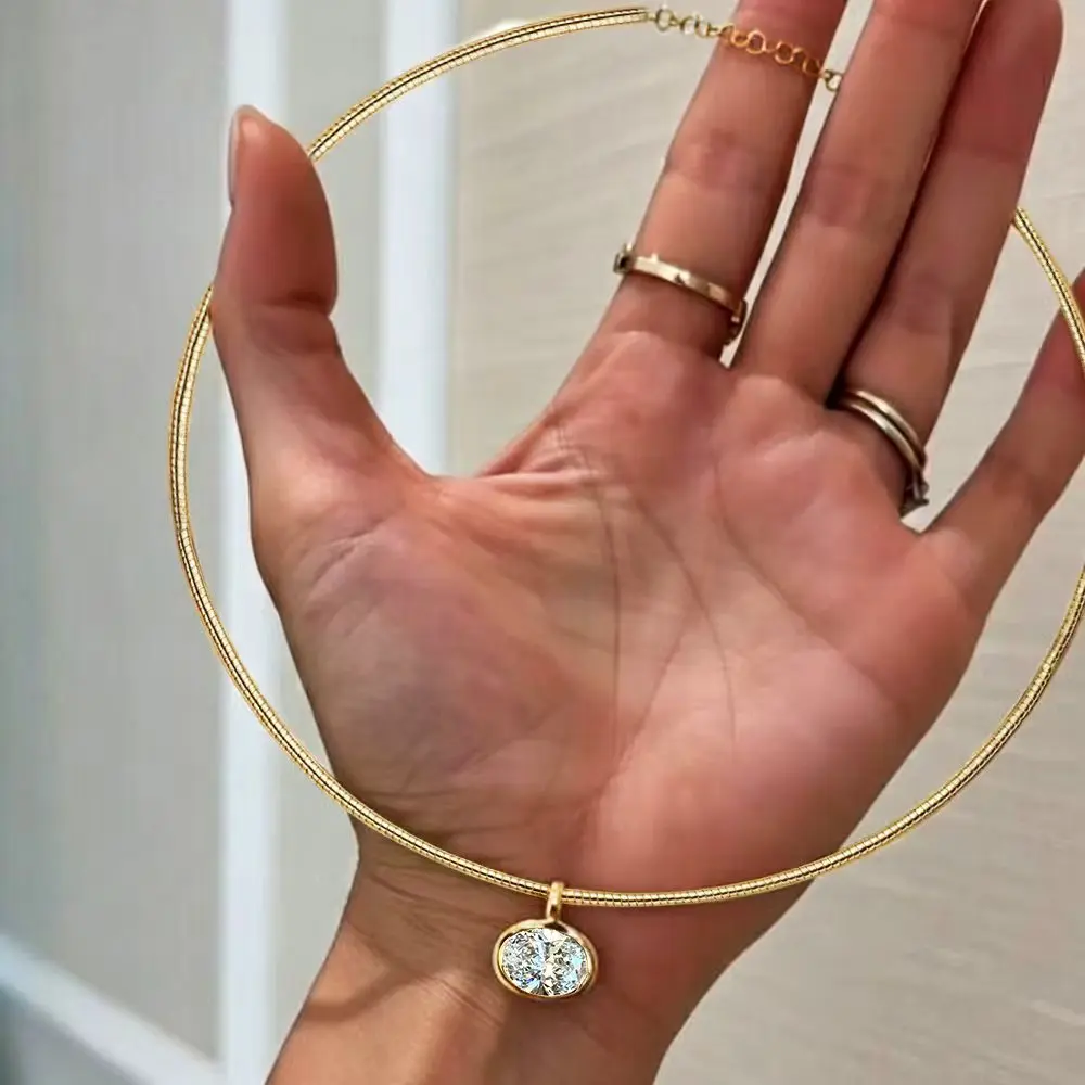 FCGJHW สร้อยคอโช้กเกอร์มอยซาไน - Bezels Set Pendant บทวิจารณ์และราคา