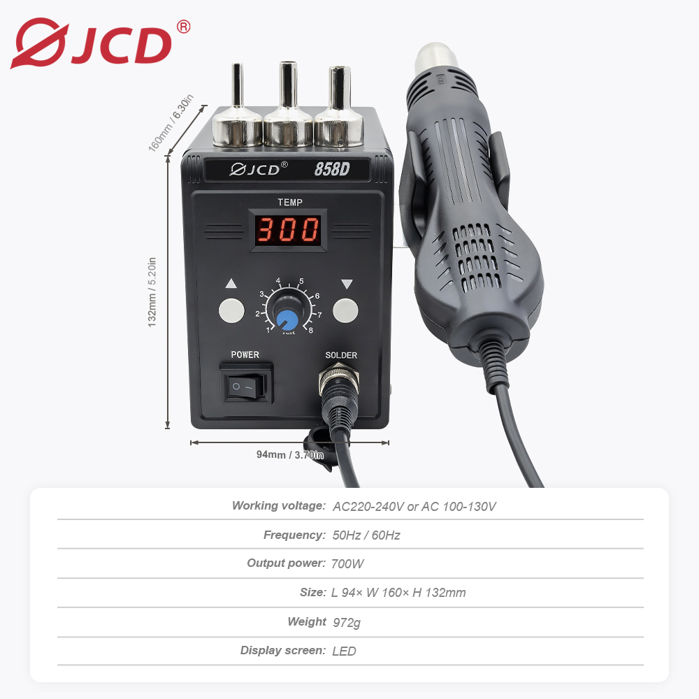 JCD HOT AIR GUN 858D 700W BGA  - Heat Gun Small บทวิจารณ์และราคา
