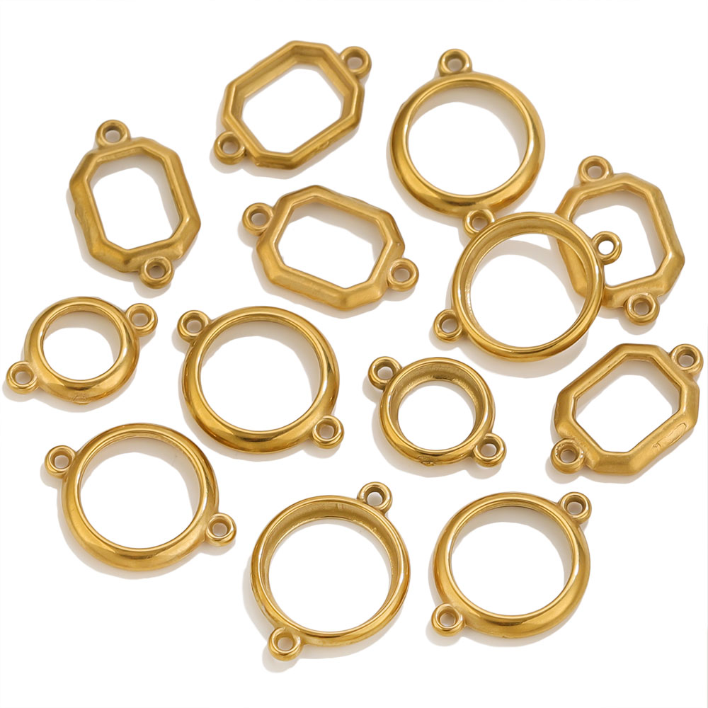 จี้วงกลมสองรูสแตนเลสแบบกลวง 10 - Bezels Set Pendant บทวิจารณ์และราคา
