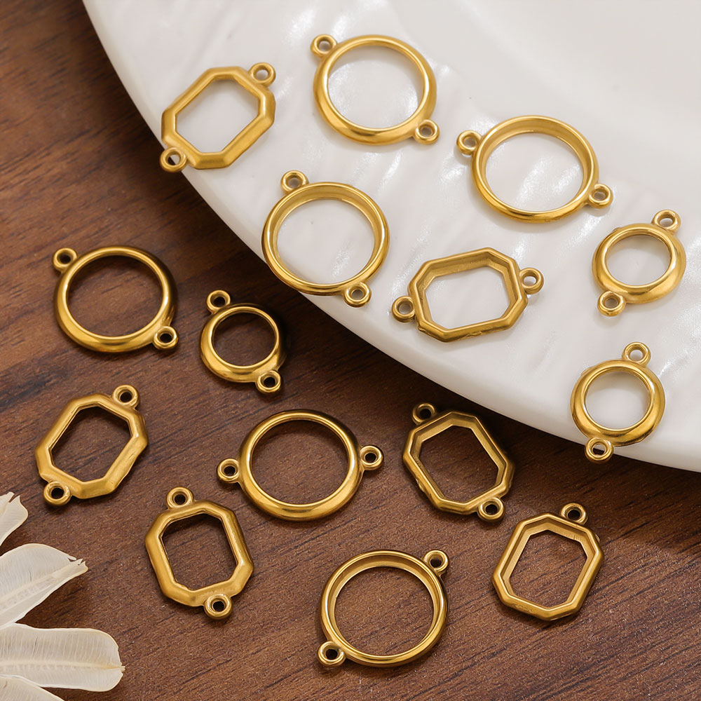 จี้วงกลมสองรูสแตนเลสแบบกลวง 10 - Bezels Set Pendant บทวิจารณ์และราคา